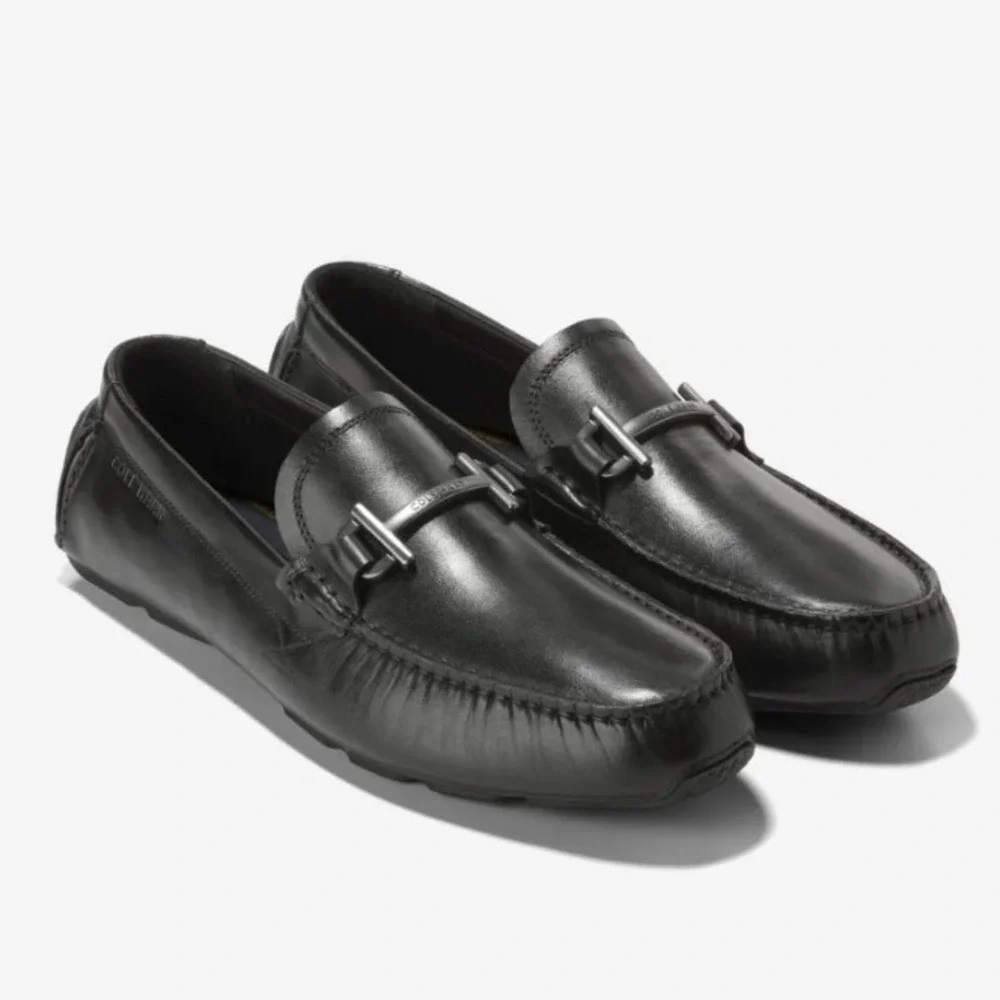 Cole Haan Men's Donohue Grand Bit Driving Black Leather Loafers - Size 11.5M